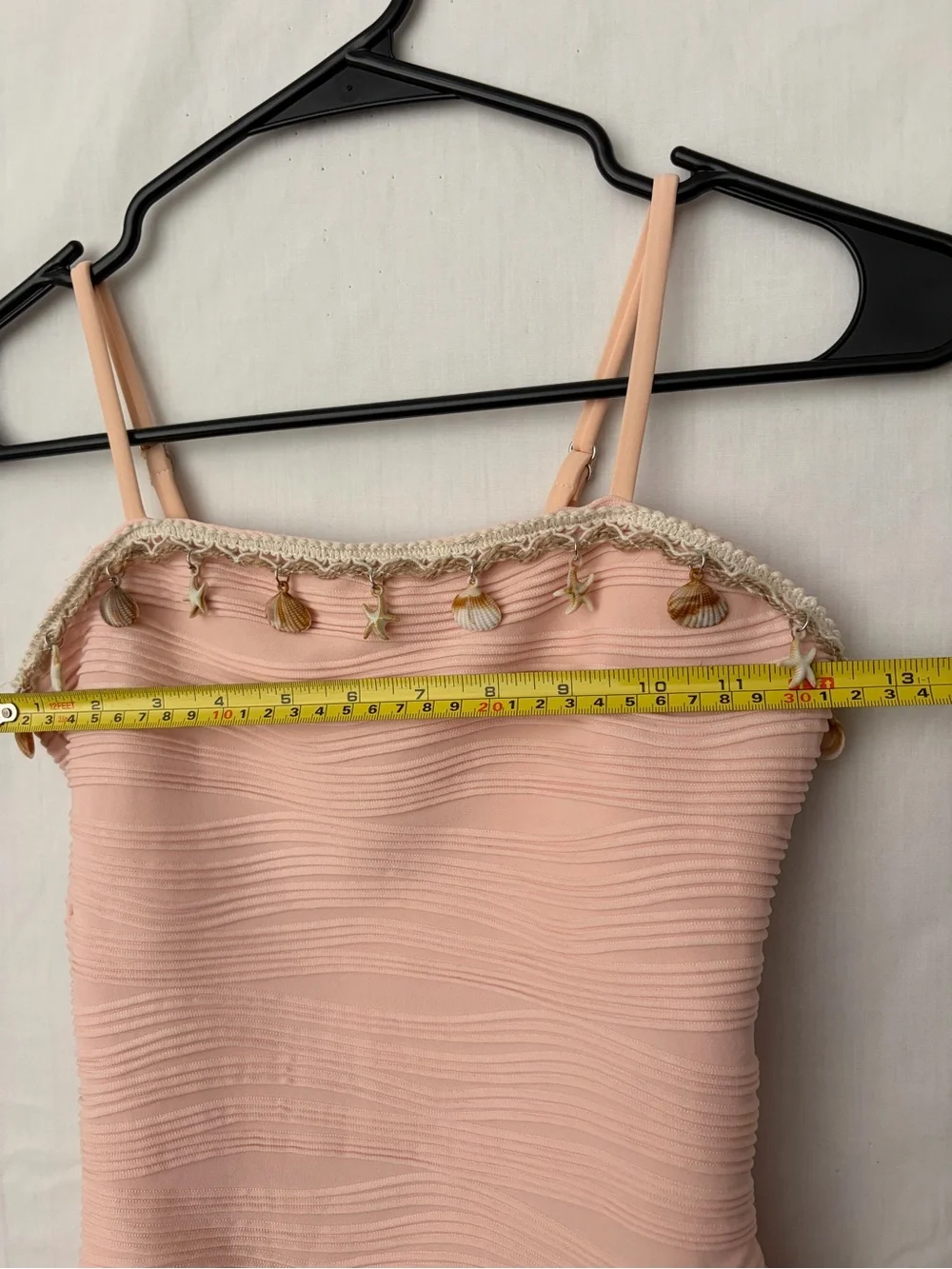Girls’ Pink One Piece Swimsuit Shell Charms Size 13-14Y(A786)